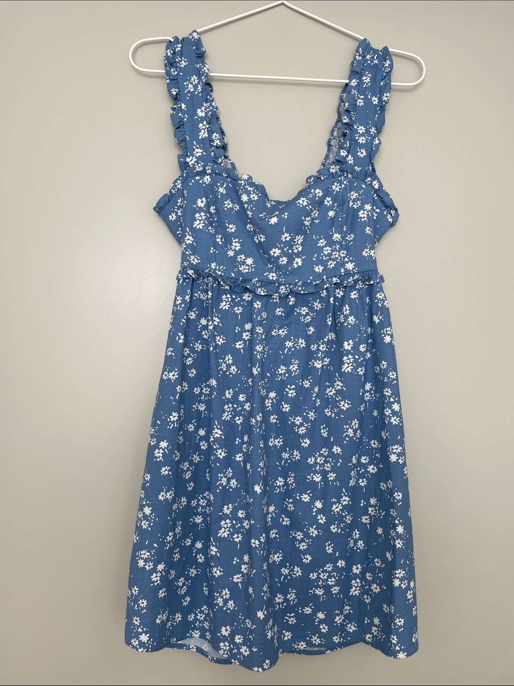 Reformation blue white floral cotton mini xs